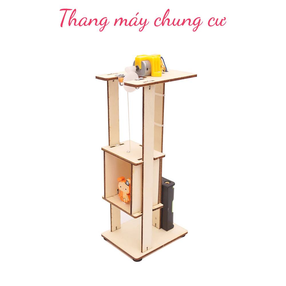 Đồ Chơi Phát Triển Trí Tuệ Áp Dụng Khoa Học Kỹ Thuật STEM Tự Làm Khoa Học Băng Chuyền, Thang Máy