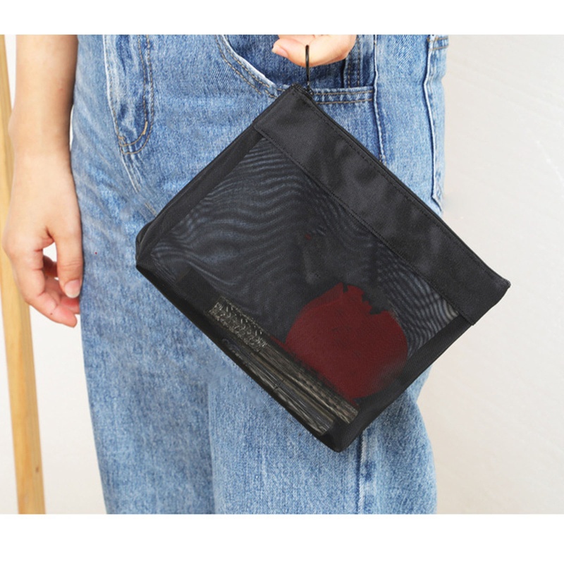 Túi Lưới Đựng Mỹ Phẩm Có Khóa Kéo Và Tay Cầm Tiện Dụng