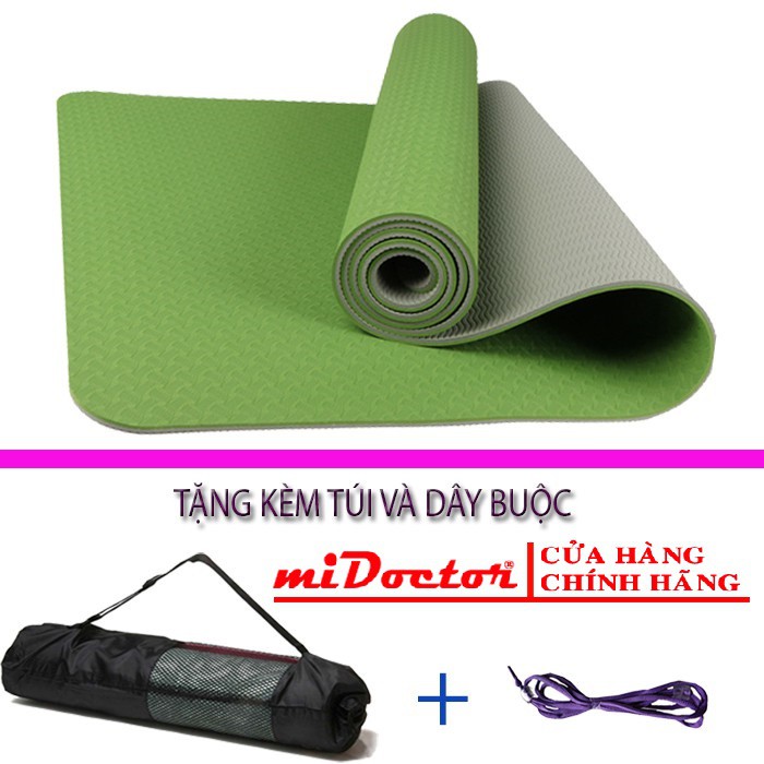 Thảm tập yoga dày 10mm, tập gym - Chính hãng miDoctor (có lựa chọn tặng túi và dây)