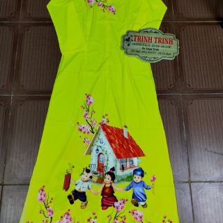 Áo dài họa tiết bé du xuân