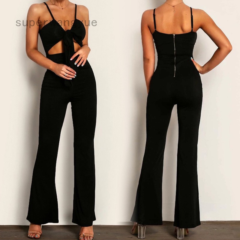 Set áo camisole + quần ống rộng màu đen