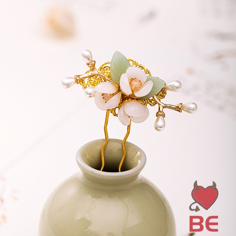 YADORNOS Trâm cài tóc hình hoa đính ngọc trai giả xinh xắn cho nữ