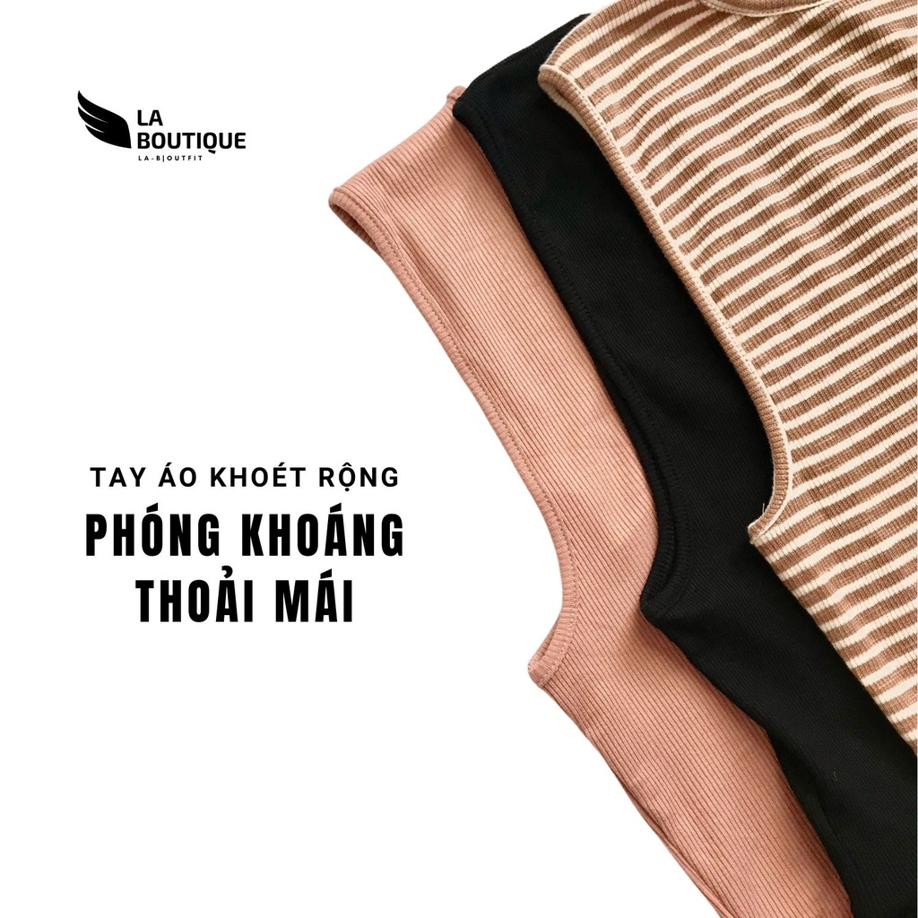 Áo croptop 3 lỗ nữ sát nách La Boutique thun gân