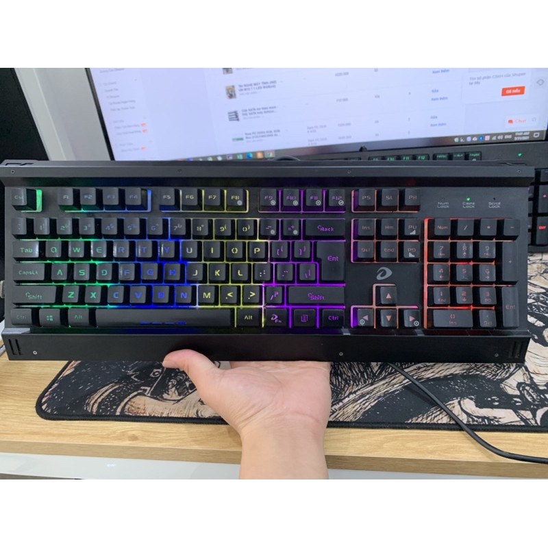 (siêu rẻ) Bàn Phím Giả Cơ DareU LK145 Led Rainbow Gaming (Đen) chính hãng mai hoàng phân phối BH 12 tháng