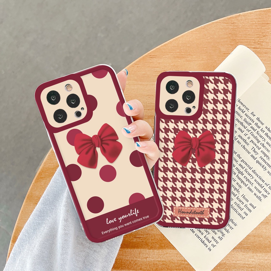 Ốp lưng iphone Nơ tí hon trong cạnh vuông 6/6plus/6s/6splus/7/7plus/8/8plus/x/xr/xs/11/12/13/pro/max/plus/promax