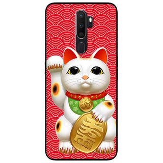 Ốp Lưng Oppo A9 2020/ A5 2020 - Mèo May Mắn Nền Đỏ 1