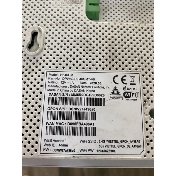 Modem GPON Viettel Huawei H646GM,Modem GPON Viettel Huawei ZTE, Modem GPON  FPT, phát wifi Dual- Band 5G