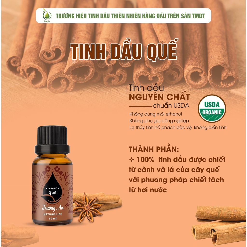 Tinh dầu quế Cinnamon Trường An Essential Oil, xuất sứ thiên nhiên không pha tạp chất, có giấy kiểm định COA