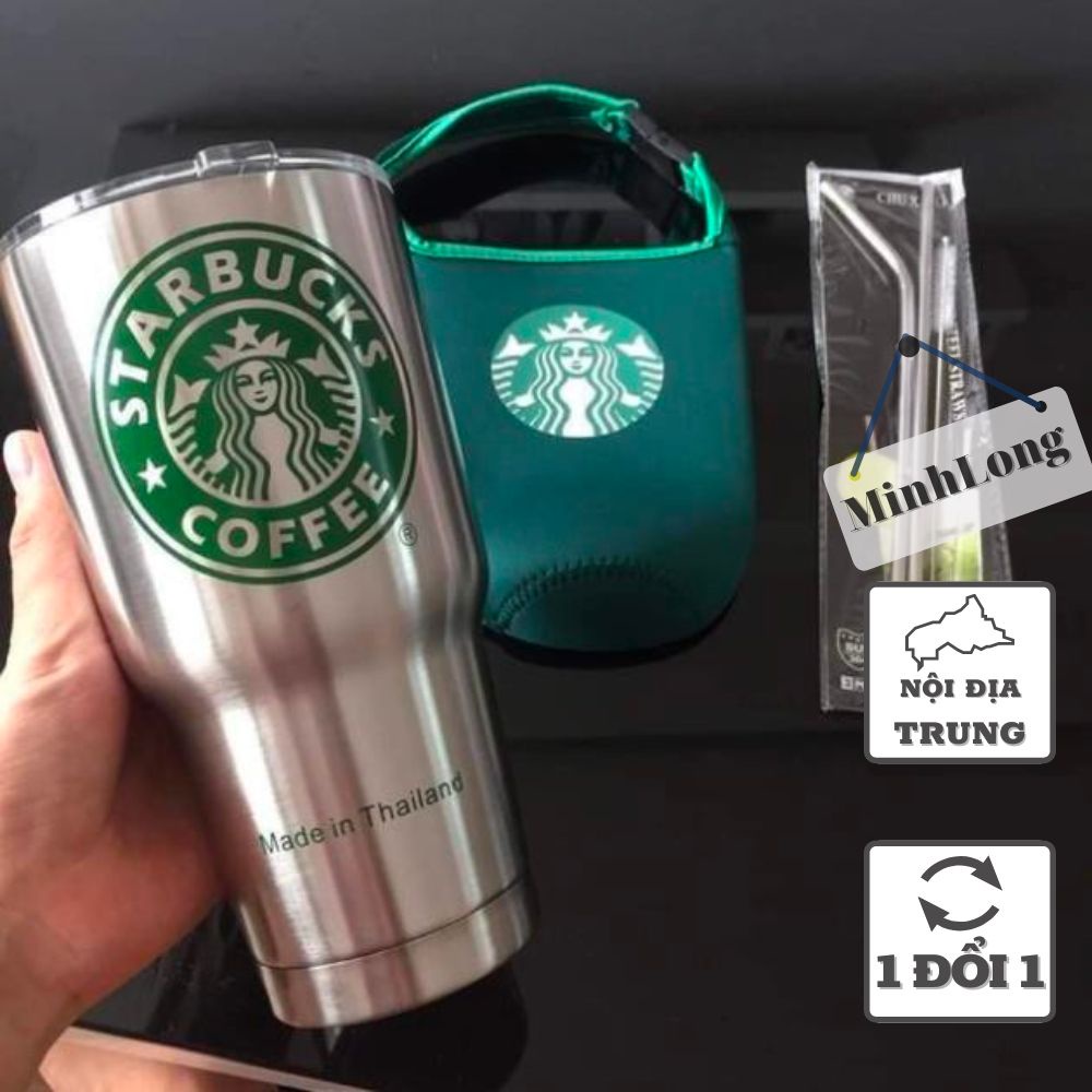 TÚI + ỐNG HÚT ❤️ LY GIỮ NHIỆT THÁI LAN 900ML ĐỦ BỘ TÚI VÀ 2 ỐNG HÚT INOX