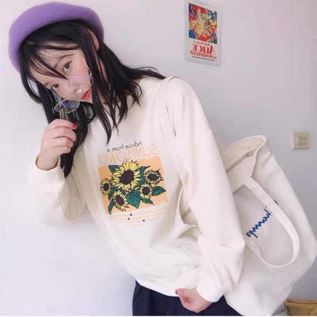 Áo sweater nỉ unisex form rộng SunFlower, thời trang thu đông ulzzang Wind | BigBuy360 - bigbuy360.vn