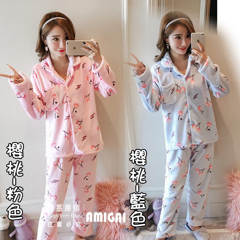 Bộ Đồ Ngủ Vải Flannel Dày Dáng Rộng Cỡ Lớn Thời Trang Mùa Đông Cho Nữ | BigBuy360 - bigbuy360.vn