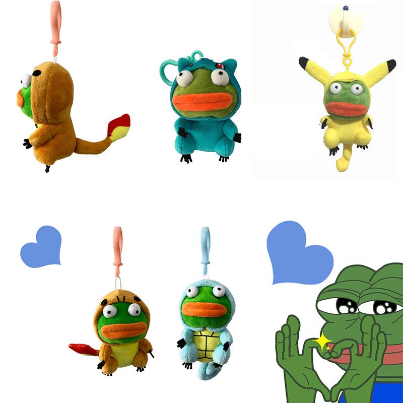Ếch xanh pepe lai picachu Đồ chơi nhồi bông hình ếch Pepe cho bé Creative Pepe Sad Frog Stuffed Animal Gift