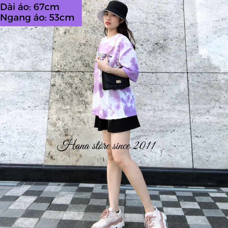 Áo thun tay lỡ / Áo Phông Loang Tím Màu Nhiệt Đới Nam Nữ Unisex (ảnh thật kèm video)