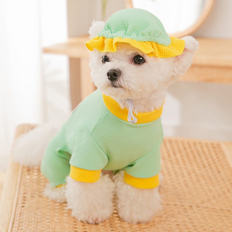 ÁO CHÓ MÈO - BỘ NGỦ PIJAMA LEN GÂN 4 CHÂN KÈM MŨ CỰC XINH CHO THÚ CƯNG