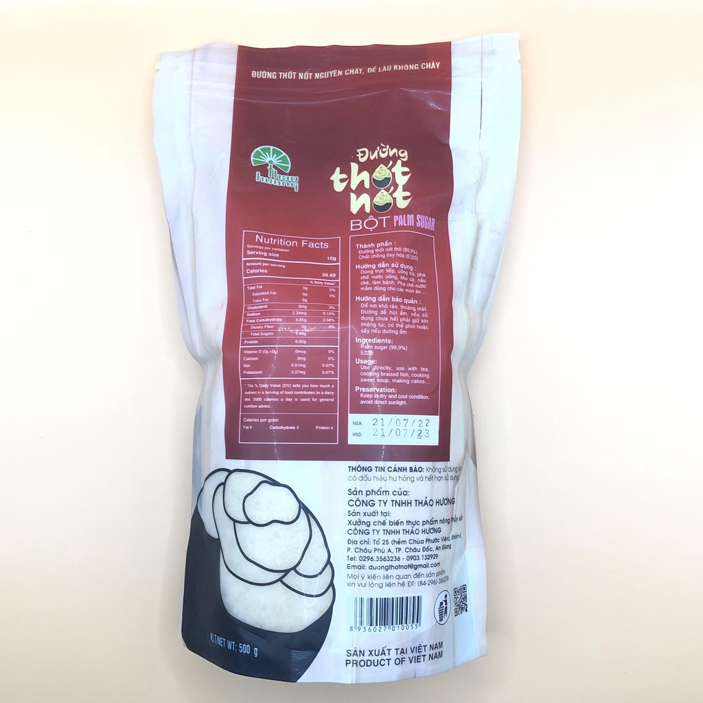 Đường thốt nốt bột nguyên chất đường thô dạng bột Thảo Hương  500g