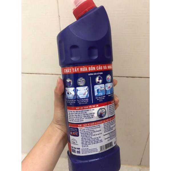 Vim siêu diệt khuẩn - Nước tẩy bồn cầu nhà tắm vim chai 900ml màu xanh biển - Diệt khuẩn hàng đầu