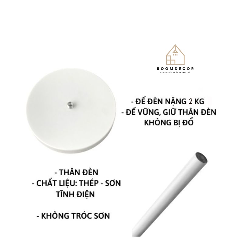 Đèn Cây Đứng Decor Phòng Ngủ Phòng Khách Phòng Làm Việc, Đèn Đọc Sách, 3 Nấc Điều Chỉnh Kích Thước, Tặng Kèm Bóng