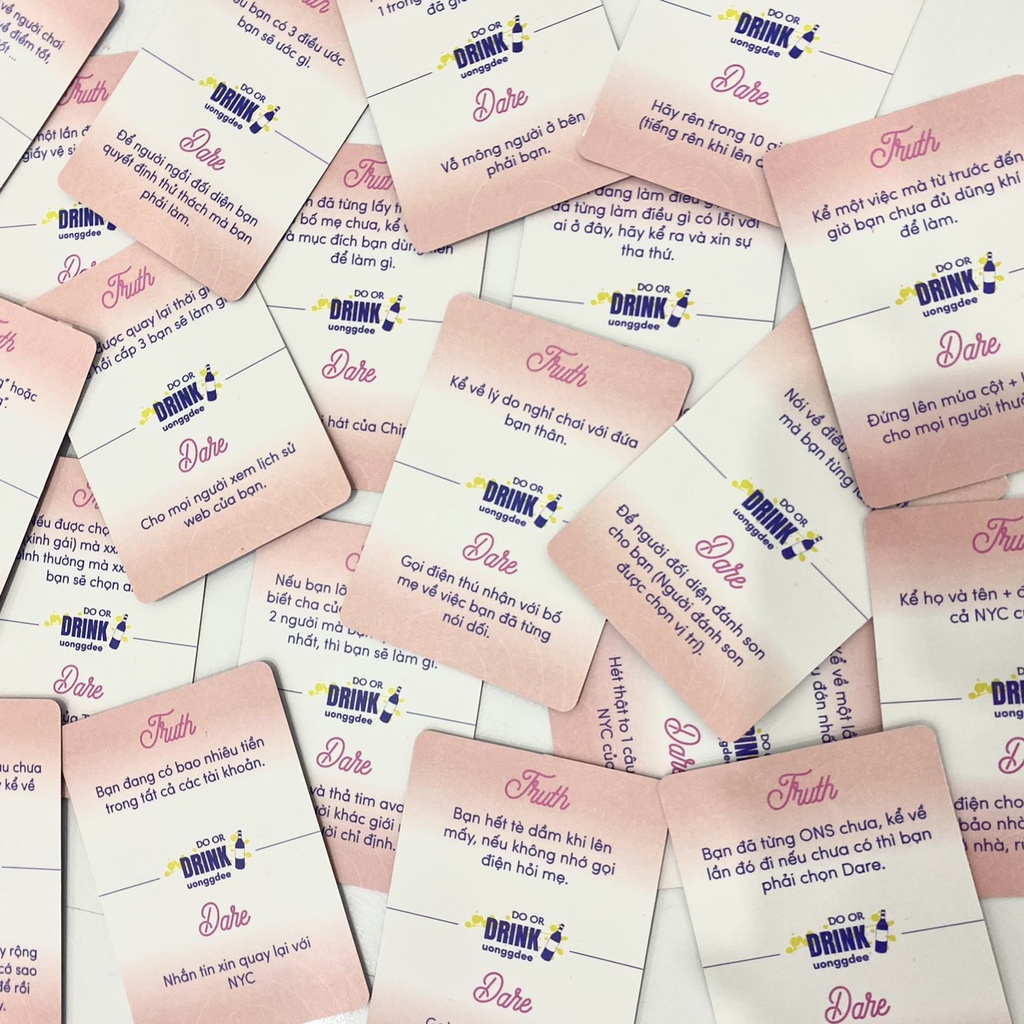 Combo Drinking game Uống Đê Do or Drink bộ 60 lá kèm xúc xắc, bọc bài drink card cho cặp đôi, nhóm bạn trong bữa nhậu
