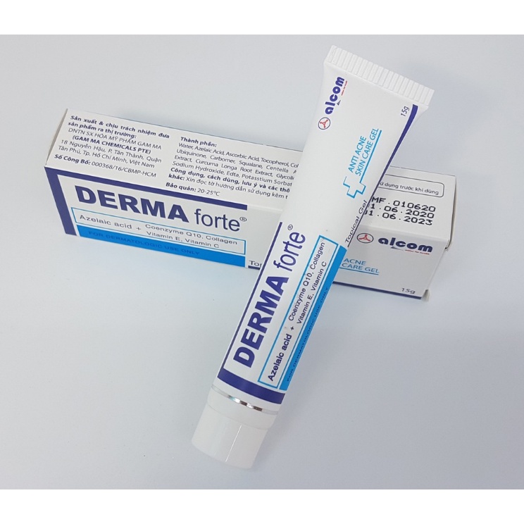 Derma Forte Gel 15g - Mẫu Mới Advanced - Giảm Mụn Trứng Cá, Ngừa Thâm, Mờ Sẹo, Dưỡng Da