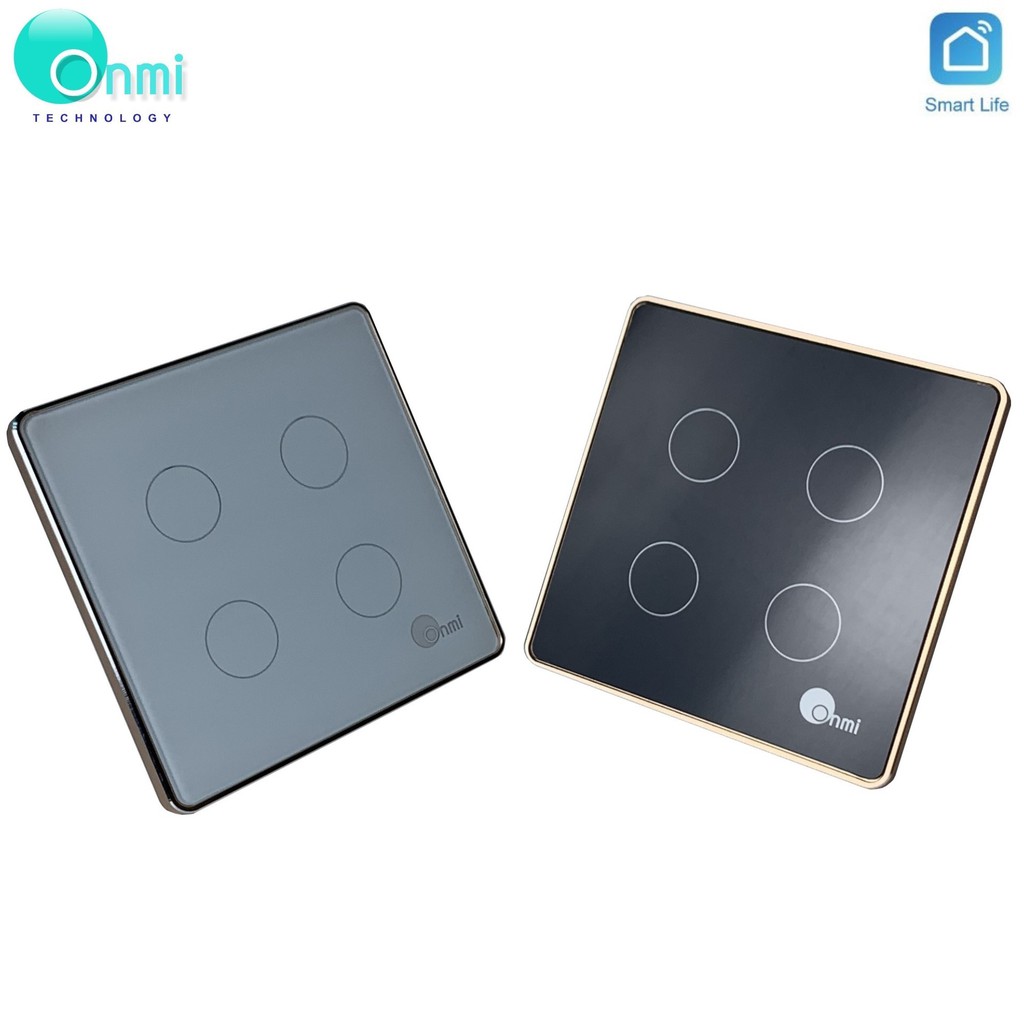 Bán sỉ - Công tắc điện cảm ứng wifi thông minh viền nhôm, công tắc điều khiển từ xa tuya smart ONMI dùng app điện thoại