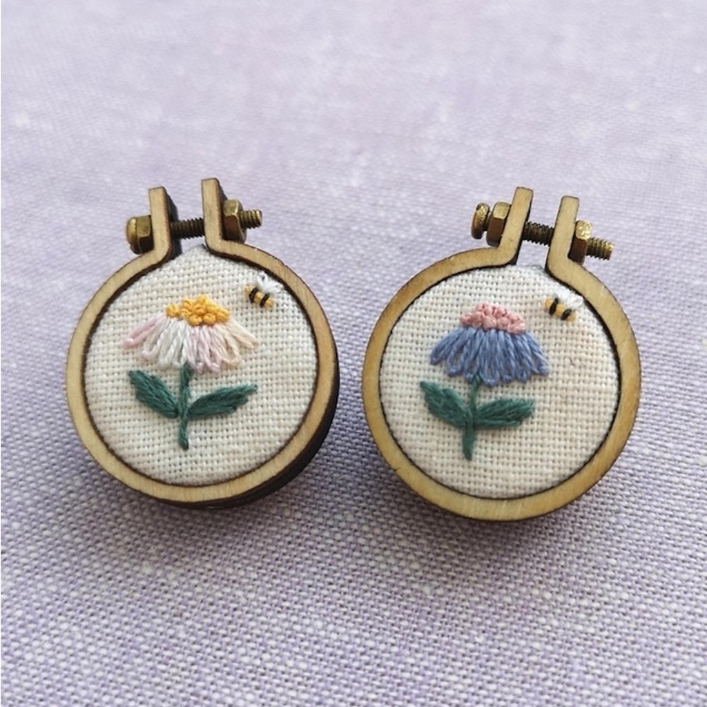 1 Mặt Dây Chuyền Tròn Mini Thêu Hoa Hồng