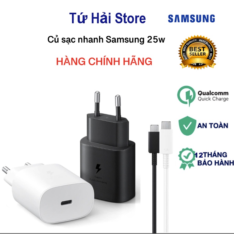 Bộ Sạc nhanh 25W Samsung Chân Type C chính hãng Note 10 Note 20 A71, A70, A80, A90, S20, S20+, S20 Ultra - TuHaiStore