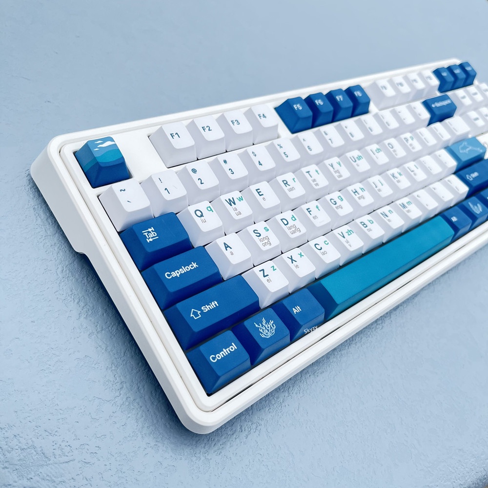 134 Phím Azure Ocean Keycap Cherry Profile PBT Dye Sub Bàn phím cơ Keycaps