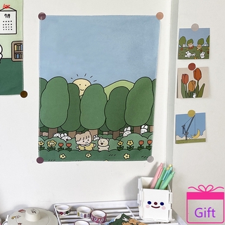 Ins Wind Cartoon Background Cloth Small Dormitory Wall Decoration Net Red Room Layout Bedside Cloth Wall Covering LQZGM