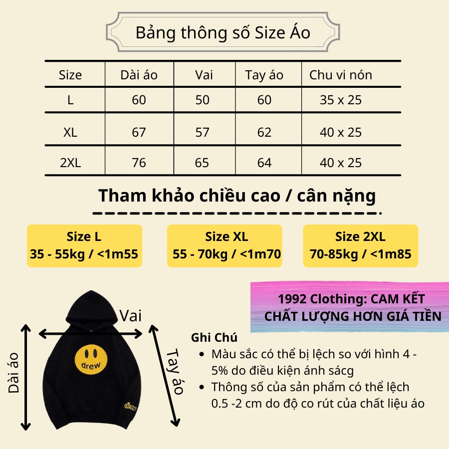 Áo khoác hoodie  Áo khoác nỉ nam nữ đẹp form rộng Unisex chất nỉ ngoại 2 lớp dày dặn - 1992 Clothing