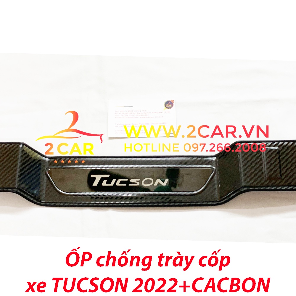 Ốp chống trầy cốp trong, ngoài CARBON xe Hyundai Tucson 2022-2023, chất liệu Cacbon cao cấp