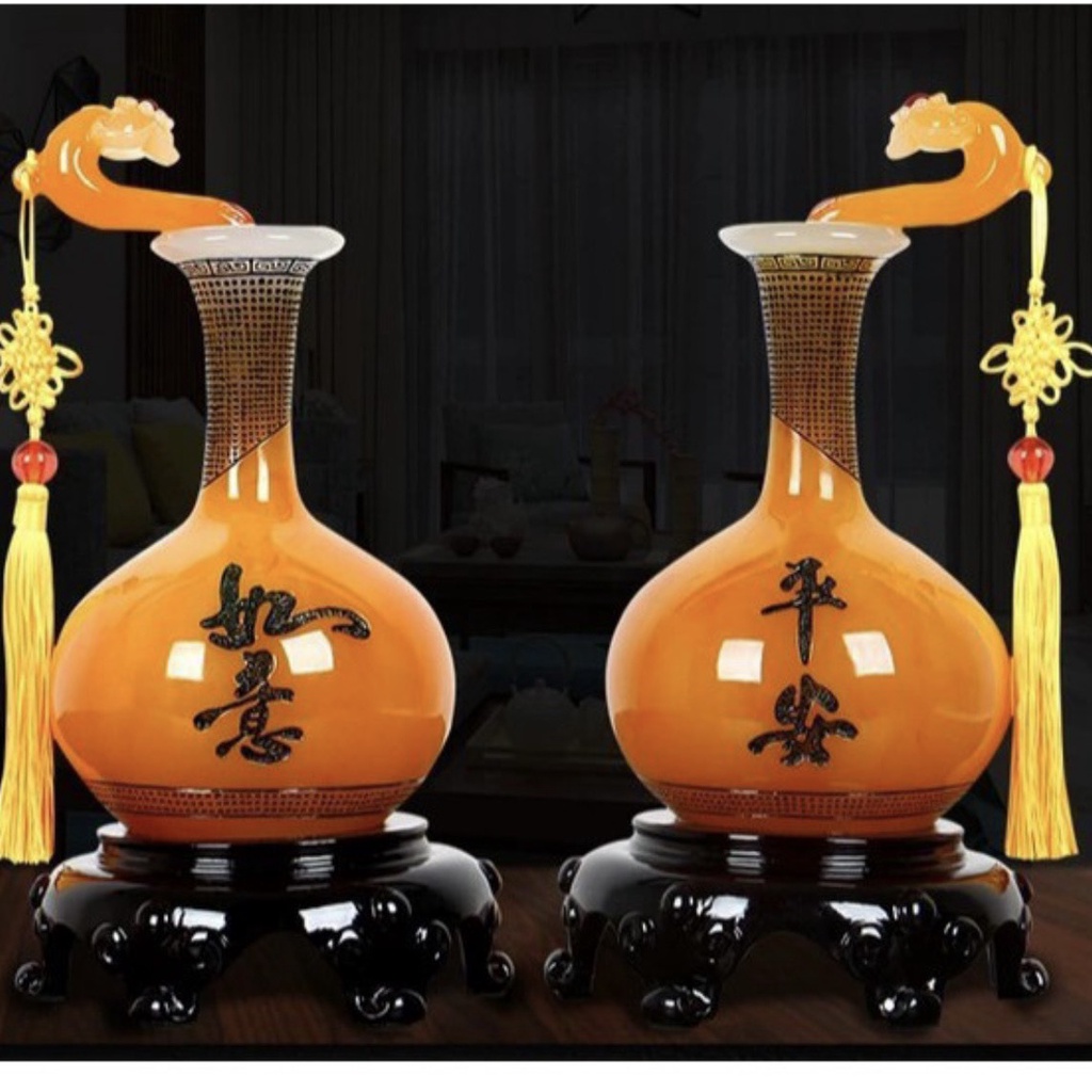 Cặp bình tài lộc như ý, bình hút lộc mang lại thịnh vượng cho người sử dụng được để ban thần tài, quà tân gia