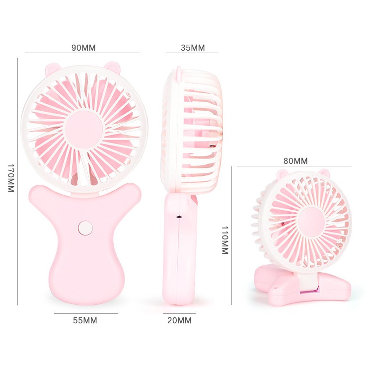 QUẠT CẦM TAY USB MINI FAN GẤP GON ĐỂ BÀN SIÊU CUTE