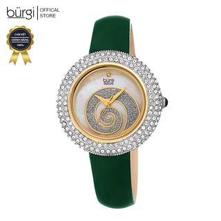 Đồng hồ thời trang nữ burgi bur209gn mặt phối đá swarovski xoắn ốc dây da 36mm