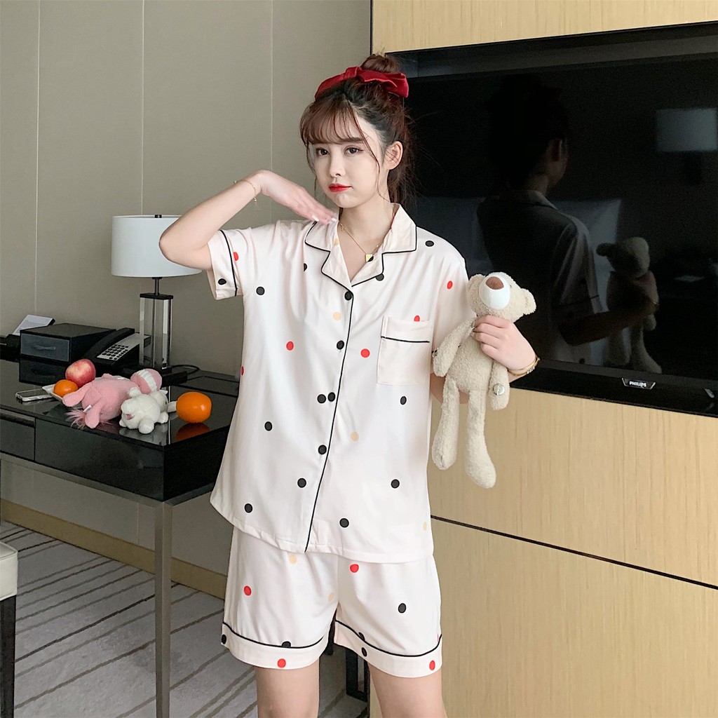 Bộ Đồ Mặc Nhà Cotton Nữ Áo Cộc Quần Đùi Họa Tiết Dễ Thương Mềm Mịn, Pijama Mặc Mùa Hè CiCi