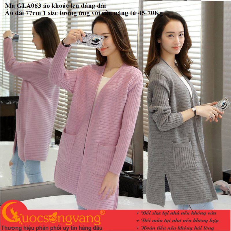 Áo choàng len áo khoác len nữ sọc ngang dài tay queenbe GLA063 Cuocsongvang