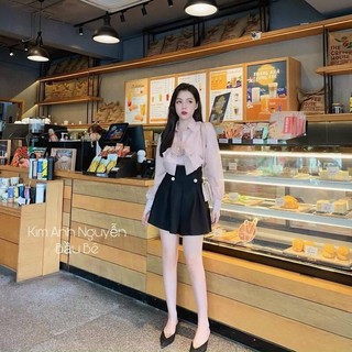 Set áo nơ hoa + quần short