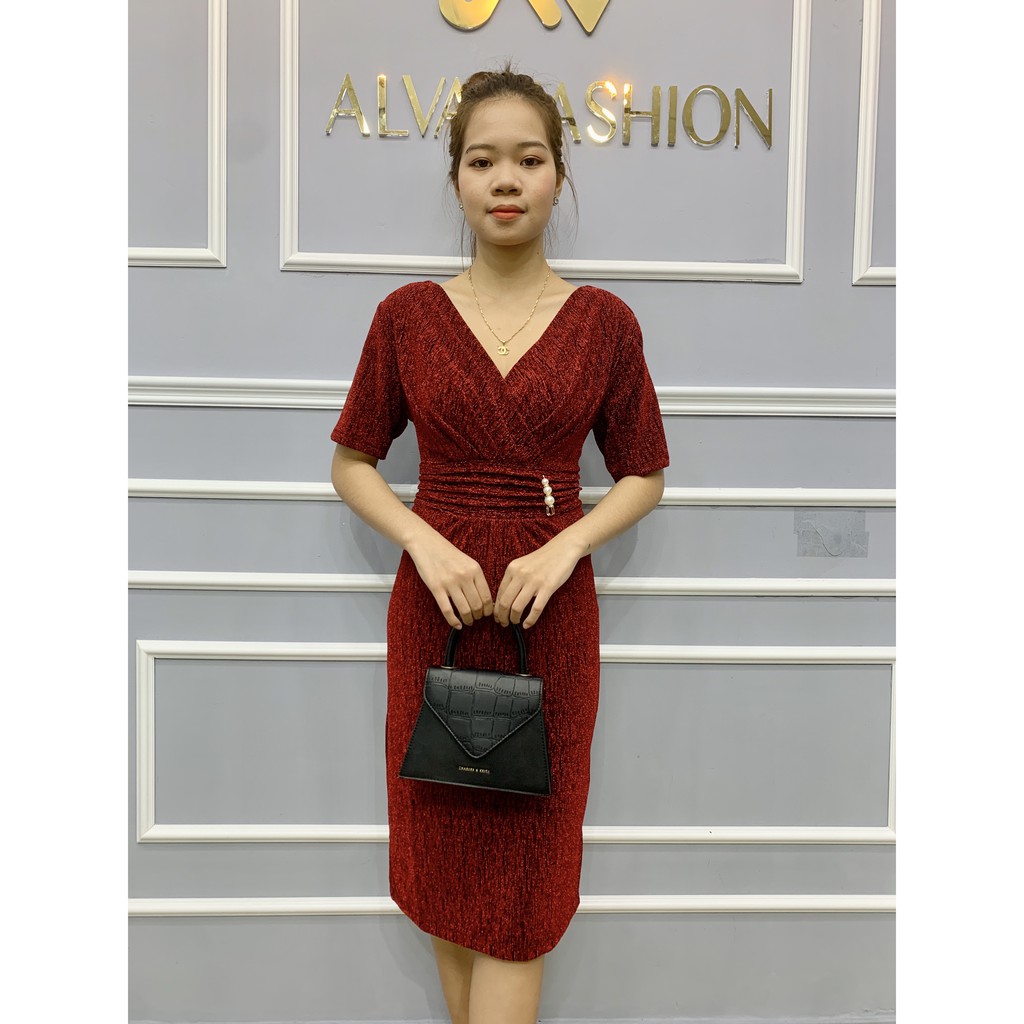 Đầm trung niên free size từ 40-70kg cho tuổi 40 50 60 chất liệu dệt kim cao cấp thiết kế sang trọng quý phái của ALVA | BigBuy360 - bigbuy360.vn