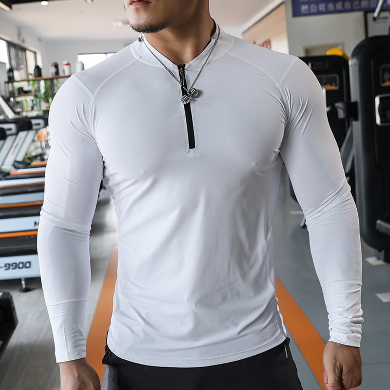 Áo Bomber Thể Thao Nam VQ Sport  thun lạnh tập gym cổ trụ dài tay vải thoáng mát co giãn chuẩn form Nam Tính