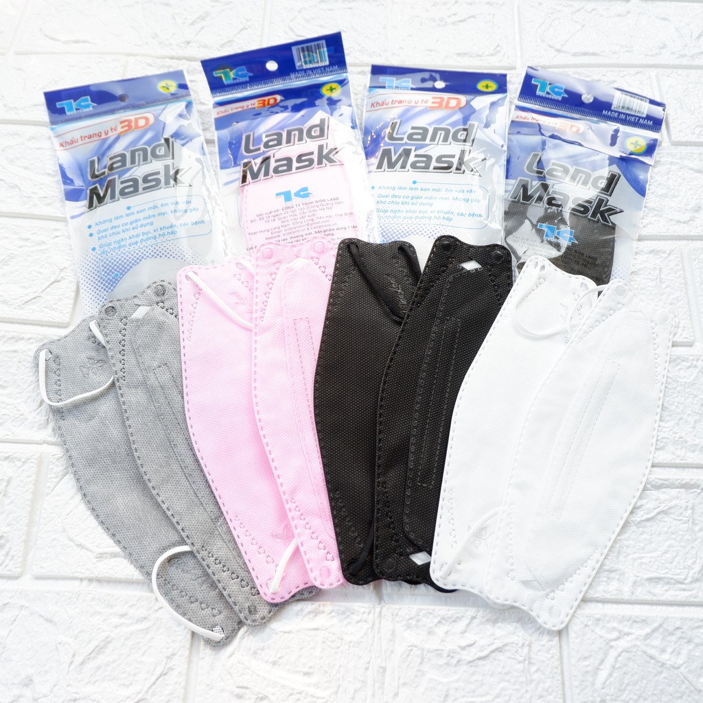 Khẩu trang y tế kháng khuẩn 3D LAND MASK đủ màu, người lớn trẻ em NPP Shoptido | BigBuy360 - bigbuy360.vn