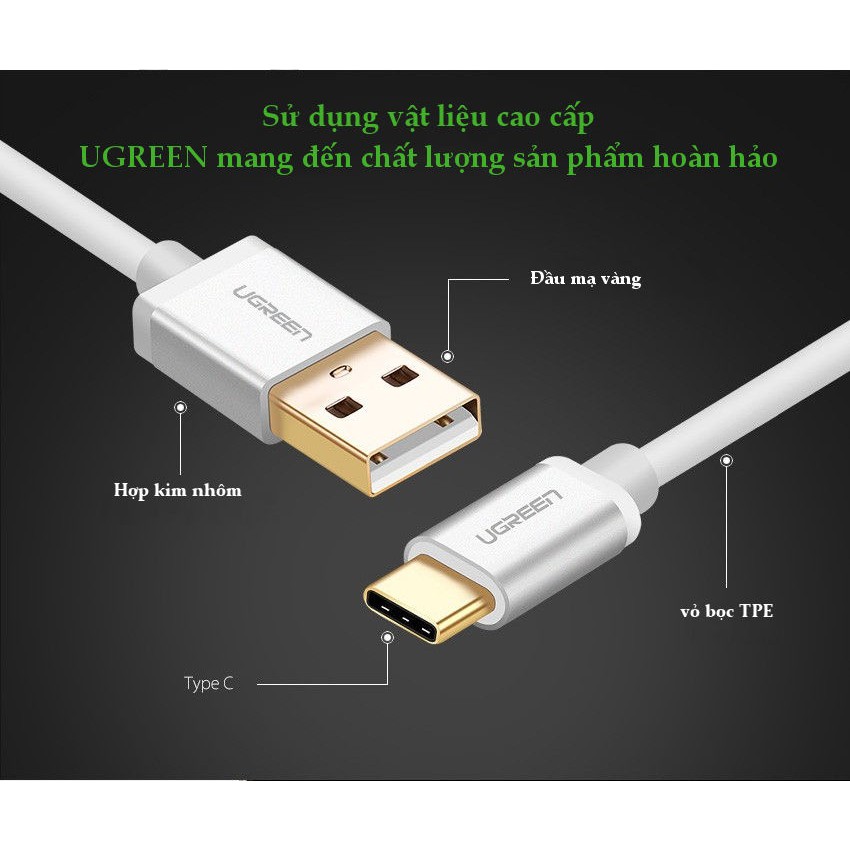 Dây cáp chuyển đổi USB 2.0 sang USB Type C dài 1.5M UGREEN 30504