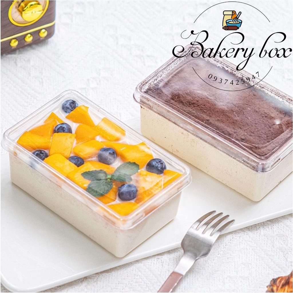 JY1250 | Set 50 Hộp Chữ Nhật Đựng Bánh Lạnh - Tiramisu - Red Velvet - Oreo Cheesecake - Rau Câu