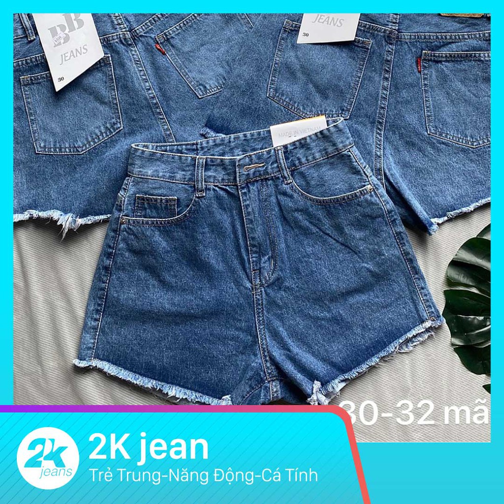 Quần short jean nữ màu xanh đậm từ size 40kg size đại 75kg mẫu trơn quần short lưng cao hàng VNXK - 2KJean