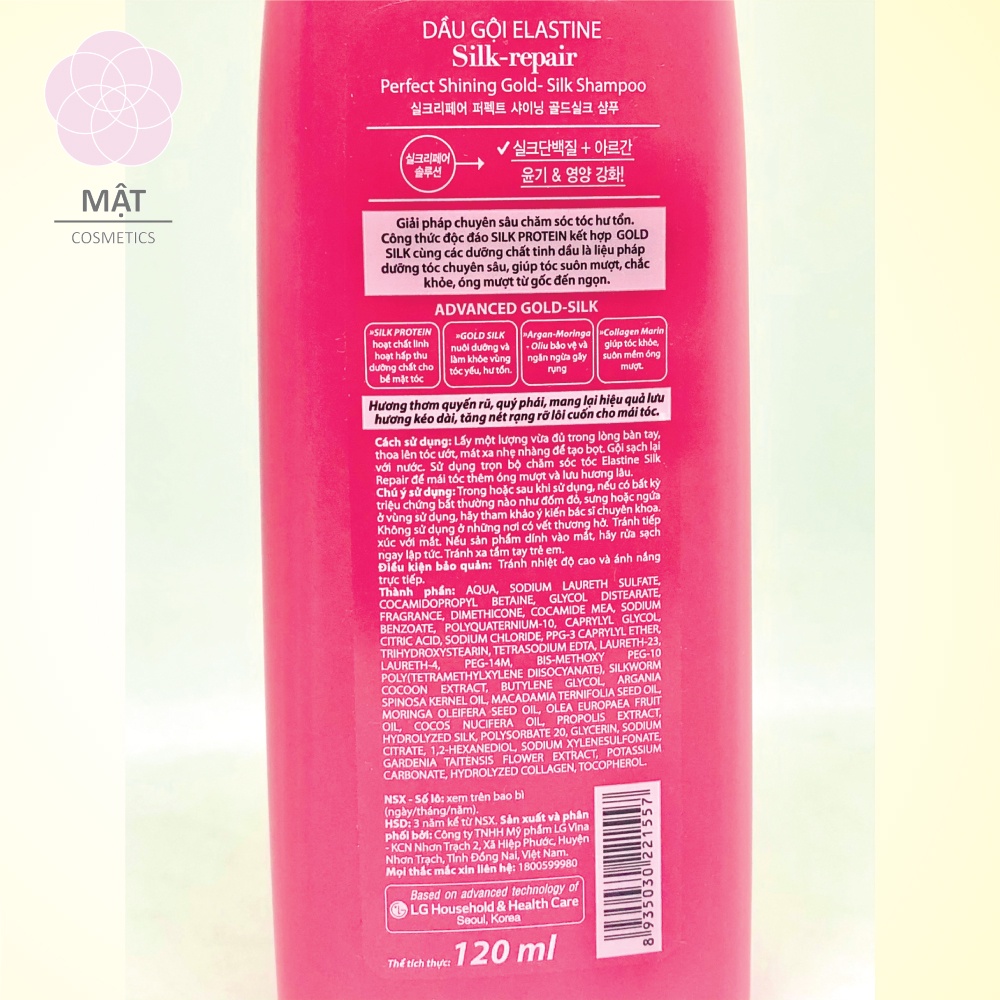 [HÀNG DÙNG THỬ] Dầu gội Elastine Silk Repair Perfect Shining 120ml