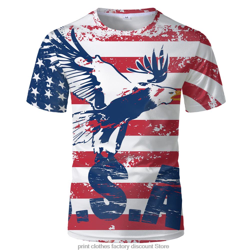 Áo Thun Tay Ngắn In Hình Cờ Mỹ 3d Thời Trang 2020 Cho Nam Nữ