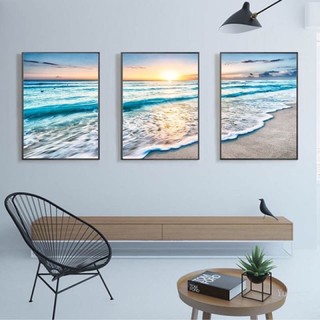 Tranh Tráng Gương Biển Hoàng Hôn treo phòng ngủ 30x45cm