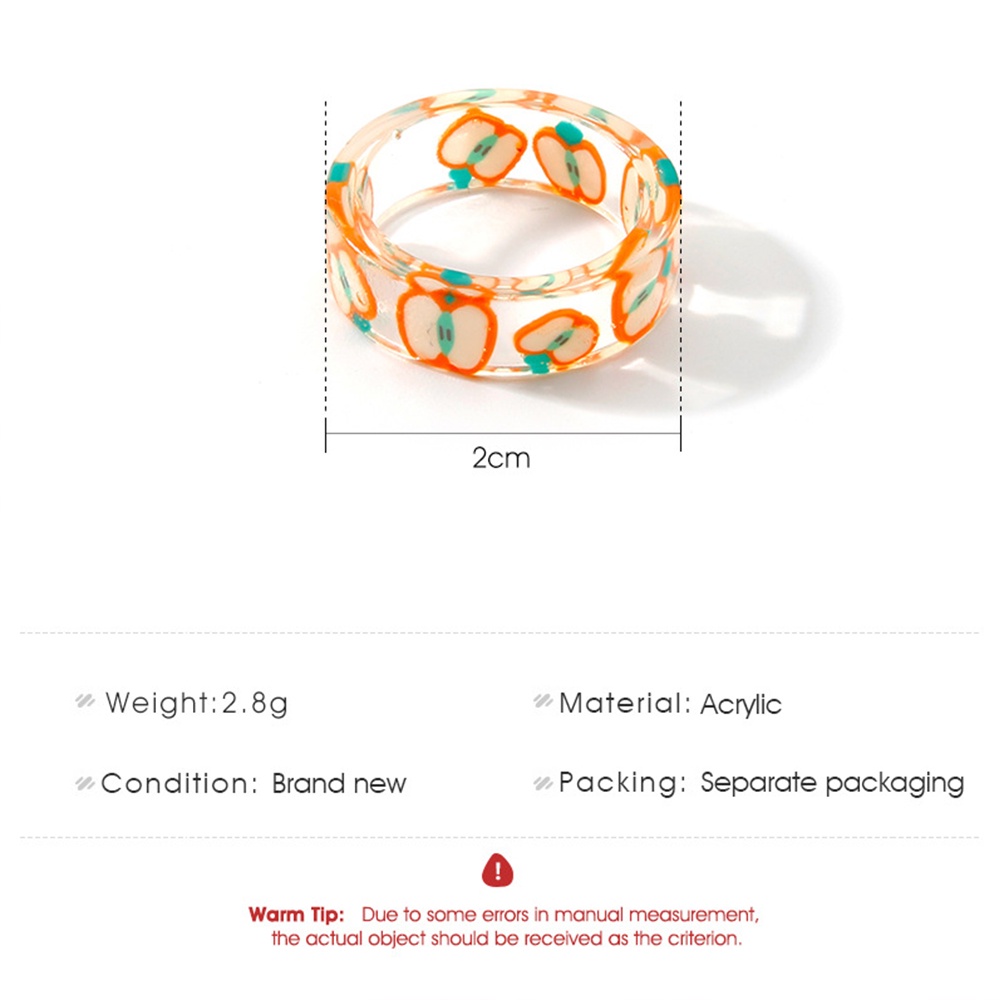 Nhẫn acrylic resin thiết kế thủ công họa tiết trái cây thời trang Hàn Quốc