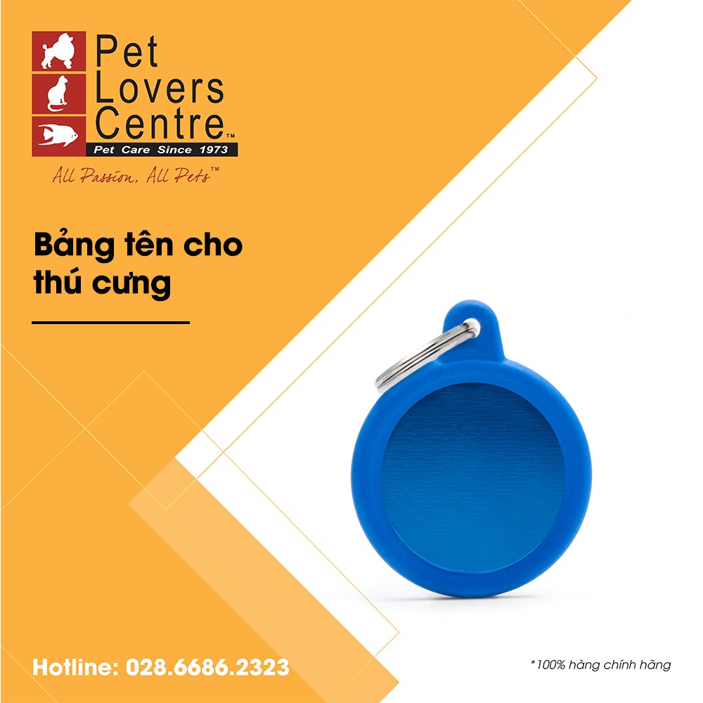 [Xuất xứ Ý] Bảng tên chó mèo khắc nội dung theo yêu cầu / Pet tag CIRCLE w RUBBER