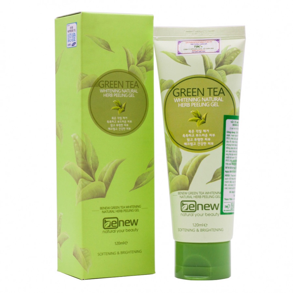 Tẩy tế bào chết BENEW Green Tea Whitening Natural Herb Peeling Gel ngừa mụn 120ml