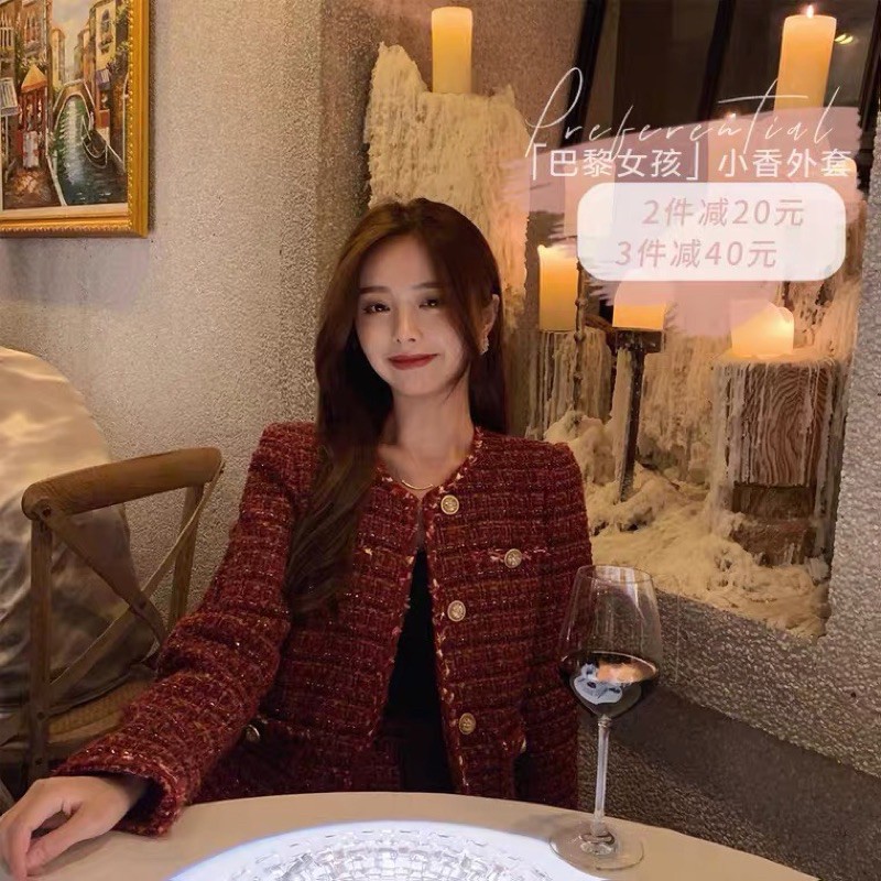 SET ÁO KHOÁC + CHÂN VÁY DẠ ĐỎ TIỂU THƯ XINH XẮN