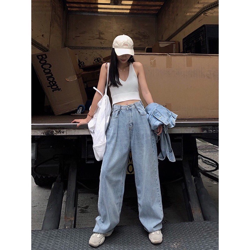 [FREESHIP] Quần Jean Ống rộng chỉnh eo kiểu Unisex*CANDYSHOP68* | BigBuy360 - bigbuy360.vn